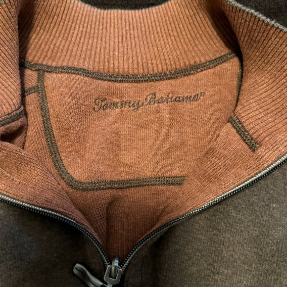 Tommy Bahama Mens Brown 1/4 Zip Pullover Long Sleeve Sweater - Picture 3 of 10